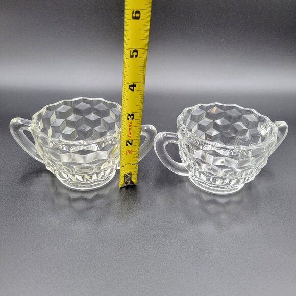 Vintage Sugar Bowls Cubist Cube Clear Glass Serving Kitchen Candy Dish Read - Picture 10 of 13
